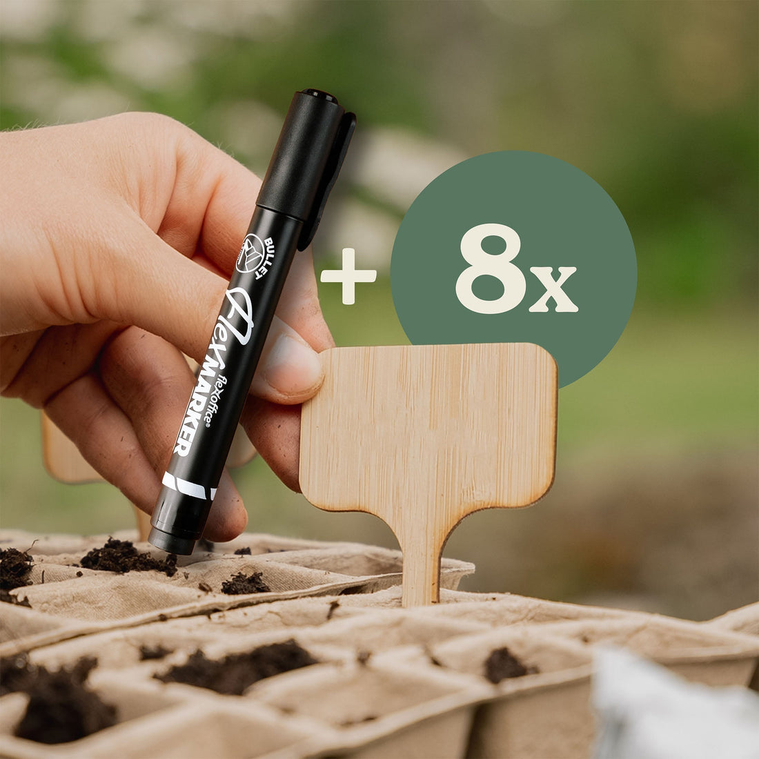 8 Stück Bambus Pflanzenschilder mit Stift