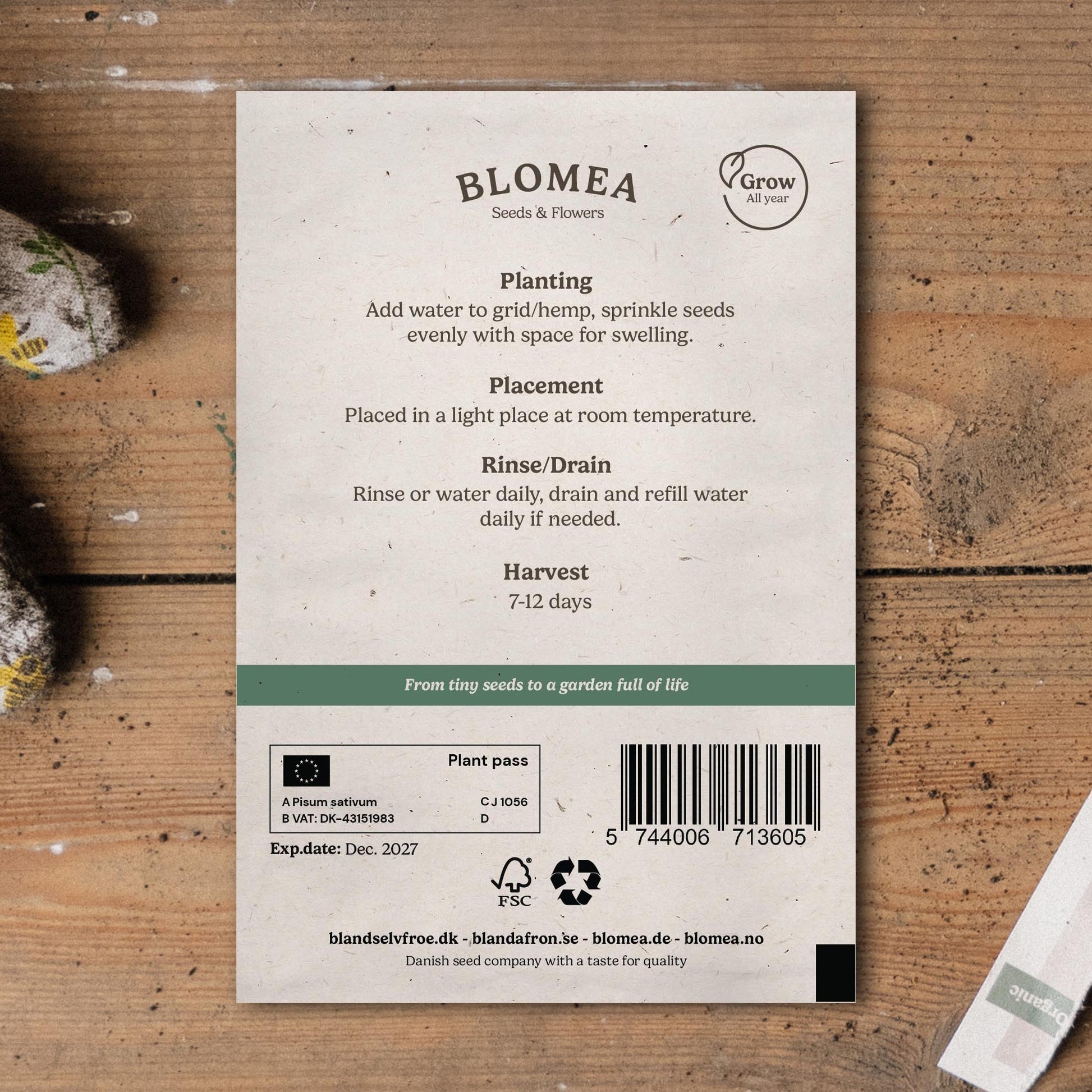 Ærteskud mikrogrønt frø - 100 Økologiske Frø